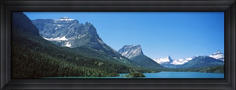 Framed Lake in front of mountains, St. Mary Lake, US Glacier National Park, Montana Print