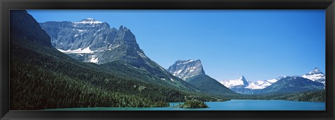 Framed Lake in front of mountains, St. Mary Lake, US Glacier National Park, Montana Print
