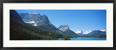 Framed Lake in front of mountains, St. Mary Lake, US Glacier National Park, Montana Print