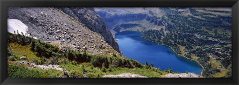 Framed High angle view of a lake, Hidden Lake, US Glacier National Park, Montana, USA Print