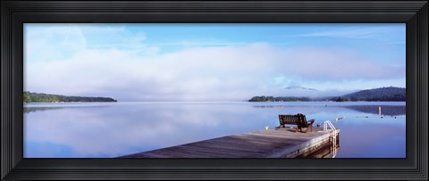 Framed Pier at a lake, Fourth Lake, Adirondack Mountains, New York State, USA Print