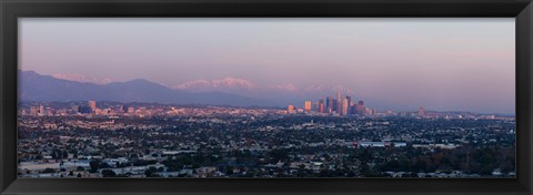 Framed City with mountains in the background, Los Angeles, California, USA Print