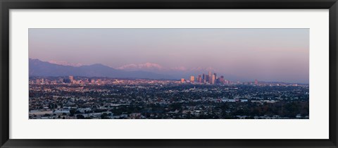 Framed City with mountains in the background, Los Angeles, California, USA Print