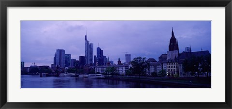 Framed City at the waterfront, Main River, Frankfurt Cathedral, Frankfurt, Hesse, Germany Print