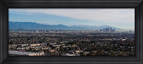 Framed High angle view of a city, Mt Wilson, Mid-Wilshire, Los Angeles, California, USA Print