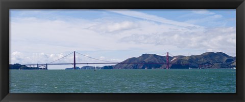Framed Boats sailing near a suspension bridge, Golden Gate Bridge, San Francisco Bay, San Francisco, California, USA Print