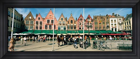 Framed Market at a town square, Bruges, West Flanders, Flemish Region, Belgium Print