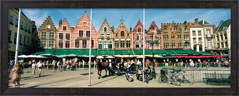 Framed Market at a town square, Bruges, West Flanders, Flemish Region, Belgium Print