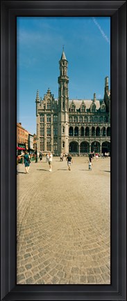 Framed Tourists at a market, Bruges, West Flanders, Flemish Region, Belgium Print