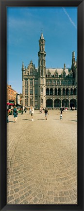 Framed Tourists at a market, Bruges, West Flanders, Flemish Region, Belgium Print