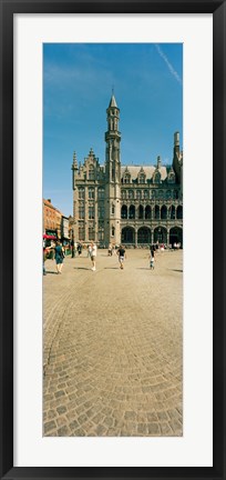 Framed Tourists at a market, Bruges, West Flanders, Flemish Region, Belgium Print
