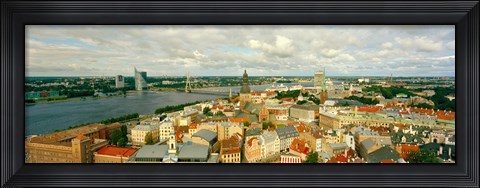 Framed High angle view of a cityscape, Daugava River, Riga, Latvia Print