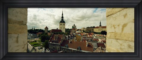 Framed High Angle view of Houses in a town, Tallinn, Estonia Print