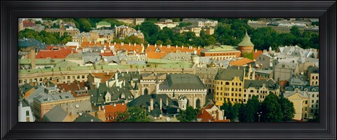 Framed Aerial view of buildings in a city, Riga, Latvia Print