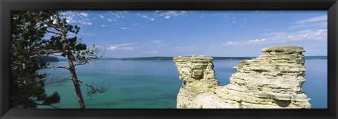 Framed Miner&#39;s Castle, Pictured Rocks National Lakeshore, Lake Superior, Munising, Upper Peninsula, Michigan, USA Print