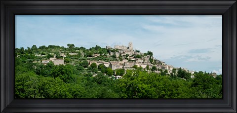 Framed Town on a hill, Lacoste, Vaucluse, Provence-Alpes-Cote d&#39;Azur, France Print