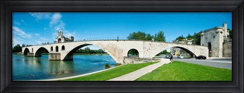 Framed Bridge across a river, Pont Saint-Benezet, Rhone River, Avignon, Vaucluse, Provence-Alpes-Cote d&#39;Azur, France Print