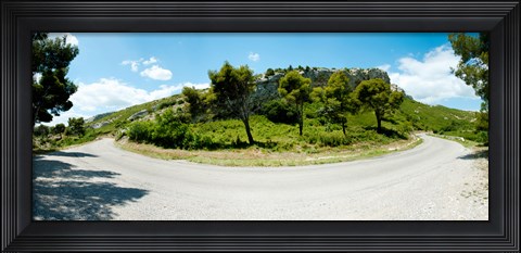 Framed Curve in the road, Bouches-Du-Rhone, Provence-Alpes-Cote d&#39;Azur, France Print