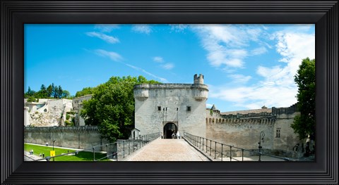 Framed Bridge leading to the city gate, Pont Saint-Benezet, Rhone River, Avignon, Vaucluse, Provence-Alpes-Cote d&#39;Azur, France Print