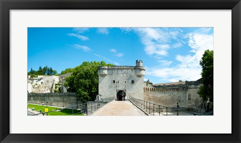 Framed Bridge leading to the city gate, Pont Saint-Benezet, Rhone River, Avignon, Vaucluse, Provence-Alpes-Cote d&#39;Azur, France Print