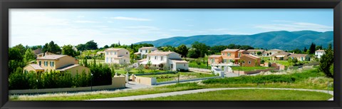 Framed High angle view of houses, Ansouis, Vaucluse, Provence-Alpes-Cote d&#39;Azur, France Print