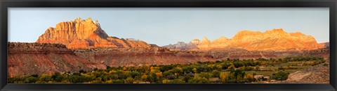 Framed Rock formations on a landscape, Zion National Park, Springdale, Utah, USA Print