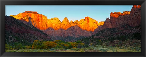 Framed Towers of the Virgin and the West Temple in Zion National Park, Springdale, Utah, USA Print