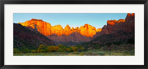 Framed Towers of the Virgin and the West Temple in Zion National Park, Springdale, Utah, USA Print