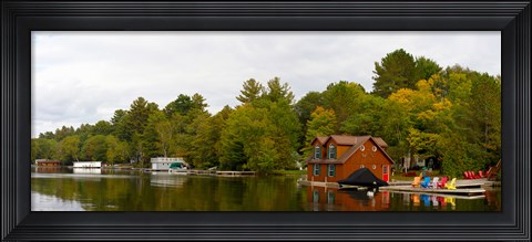 Framed Cottages at the lakeside, Lake Muskoka, Ontario, Canada Print