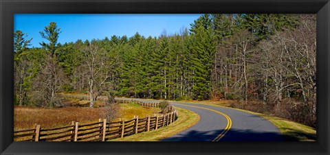 Framed Road passing through a forest, Blue Ridge Parkway, North Carolina, USA Print