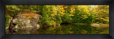 Framed Colorful trees and rocks along the Musquash River, Muskoka, Ontario, Canada Print