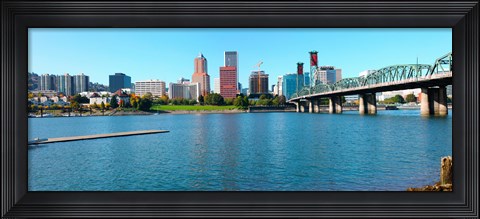 Framed Hawthorne Bridge across the Willamette River, Portland, Multnomah County, Oregon Print