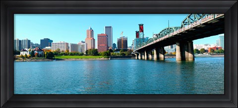 Framed Willamette River, Portland, Multnomah County, Oregon Print