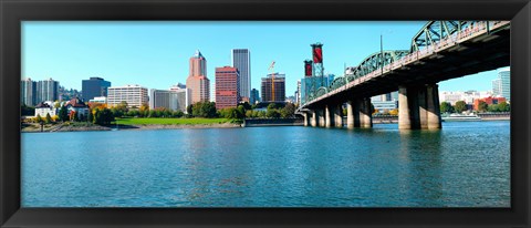 Framed Willamette River, Portland, Multnomah County, Oregon Print