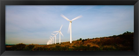 Framed Wind turbines in motion, Provence-Alpes-Cote d&#39;Azur, France Print