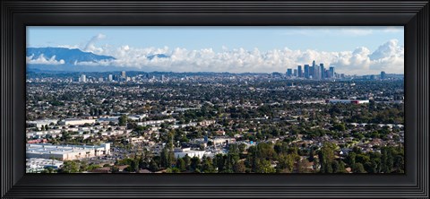 Framed City with mountain range in the background, Mid-Wilshire, Los Angeles, California, USA Print