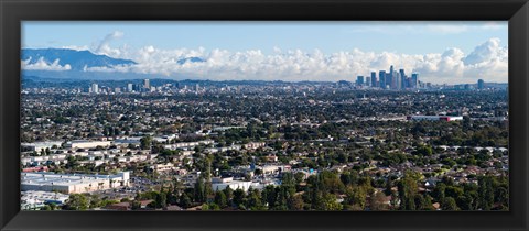 Framed City with mountain range in the background, Mid-Wilshire, Los Angeles, California, USA Print