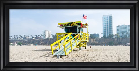 Framed Lifeguard Station on the beach, Santa Monica Beach, Santa Monica, California, USA Print