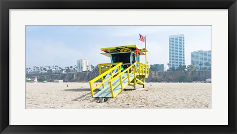 Framed Lifeguard Station on the beach, Santa Monica Beach, Santa Monica, California, USA Print