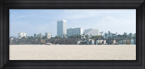 Framed Santa Monica Beach with buildings in the background, California, USA Print