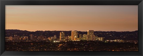 Framed Century City at night, Los Angeles, California Print