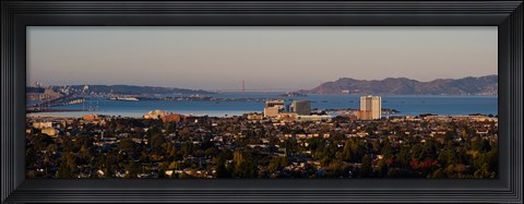 Framed Cityscape with Golden Gate Bridge and Alcatraz Island in the background, San Francisco, California, USA Print