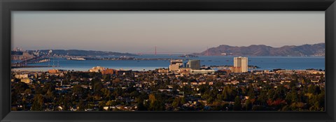 Framed Cityscape with Golden Gate Bridge and Alcatraz Island in the background, San Francisco, California, USA Print