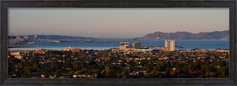 Framed Cityscape with Golden Gate Bridge and Alcatraz Island in the background, San Francisco, California, USA Print