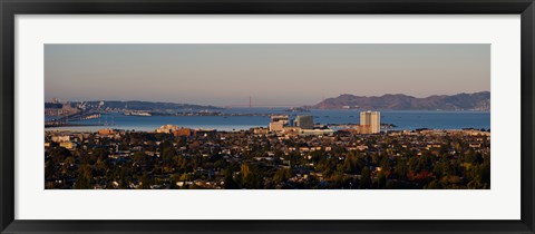 Framed Cityscape with Golden Gate Bridge and Alcatraz Island in the background, San Francisco, California, USA Print