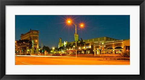 Framed Night scene Culver City, Los Angeles County, California, USA Print