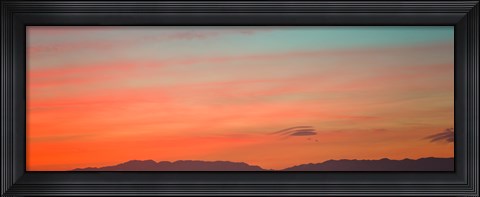 Framed Mountain range at dusk, Santa Monica Mountains, Los Angeles County, California, USA Print