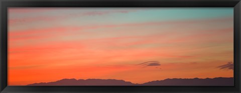 Framed Mountain range at dusk, Santa Monica Mountains, Los Angeles County, California, USA Print