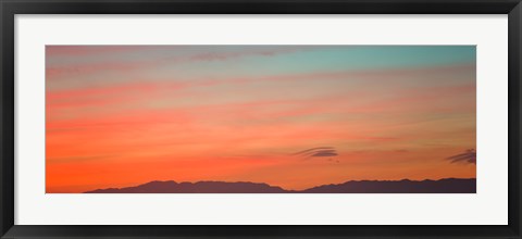 Framed Mountain range at dusk, Santa Monica Mountains, Los Angeles County, California, USA Print