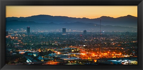 Framed Buildings in a city, Miracle Mile, Hollywood, Griffith Park Observatory, Los Angeles, California, USA Print